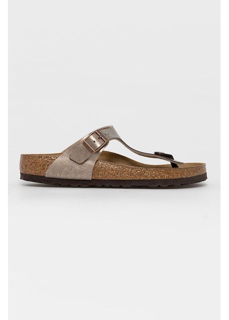 Birkenstock slapi gizeh femei culoarea bej cu toc plat 1016144