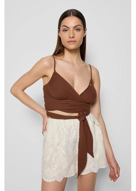 Bizuu pantaloni scurți NILDA culoarea bej, high waist, NILDA KREMOWY