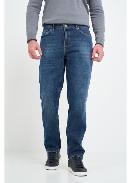 Blugi barbat loose fit cu aspect decolorat albastru