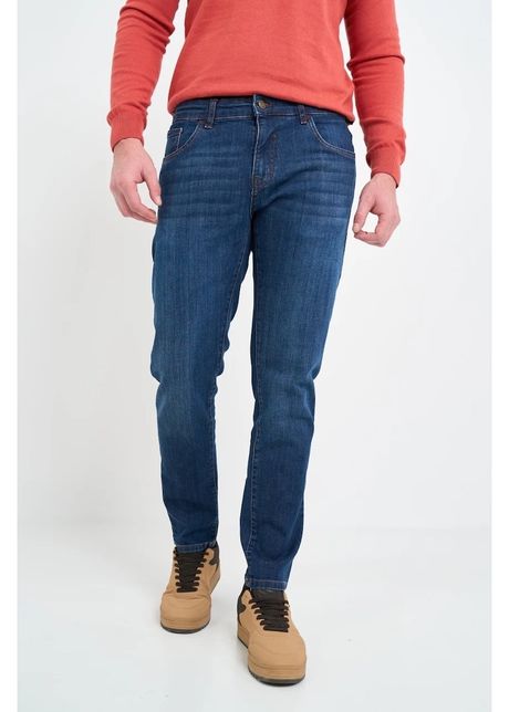 Blugi barbat slim usor decolorati albastru