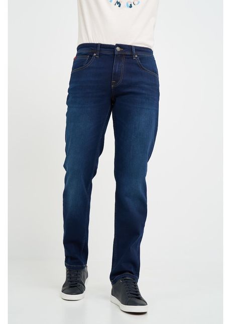 Blugi barbat straight cu aspect decolorat albastru