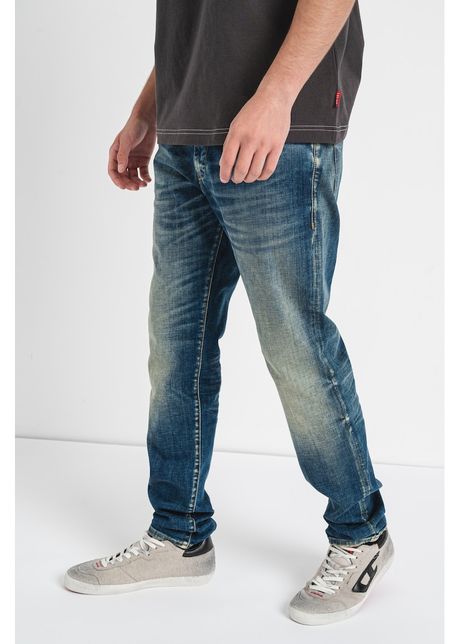 Blugi regular fit cu aspect decolorat