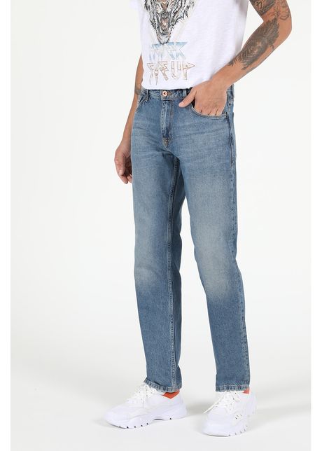 Blugi regular fit cu aspect decolorat