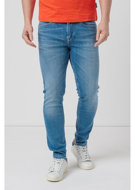 Blugi skinny cu aspect decolorat