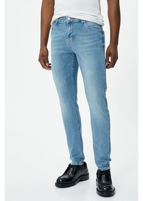 Blugi skinny cu aspect decolorat