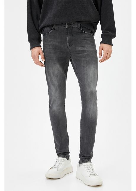 Blugi slim fit cu aspect decolorat