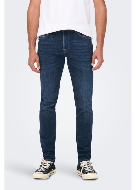 Blugi slim fit cu aspect decolorat