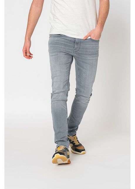 Blugi slim fit cu aspect decolorat