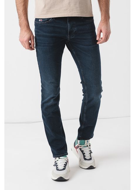 Blugi slim fit cu aspect decolorat