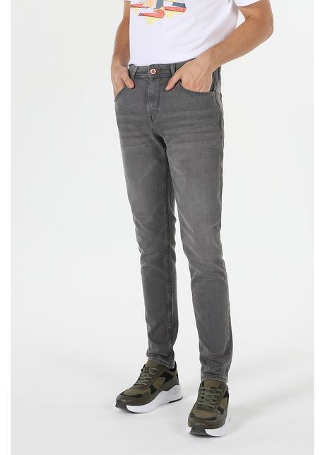Blugi slim fit cu aspect decolorat