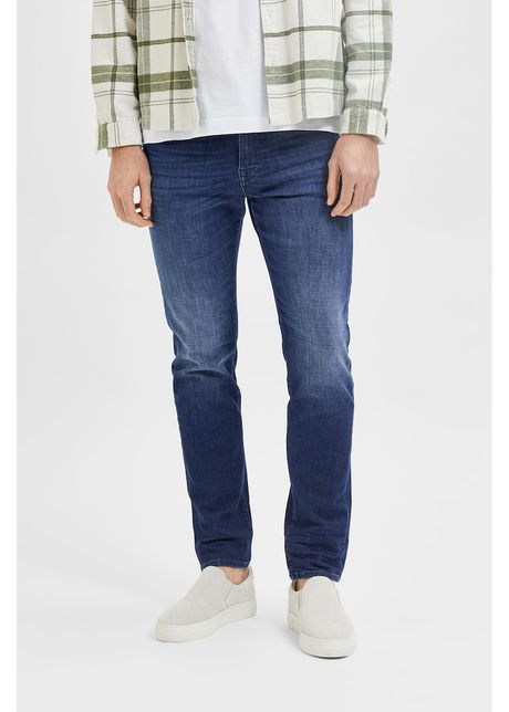 Blugi slim fit cu aspect decolorat
