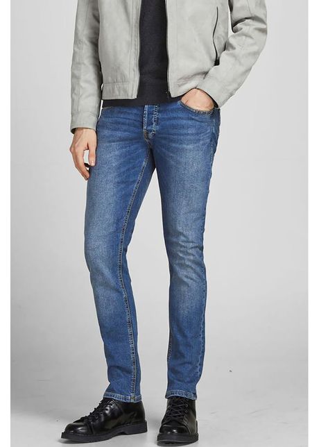 Blugi slim fit cu aspect decolorat glenn