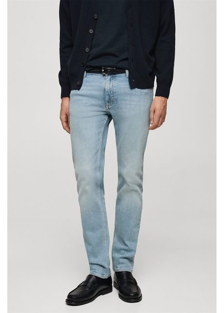 Blugi slim fit cu aspect decolorat jan