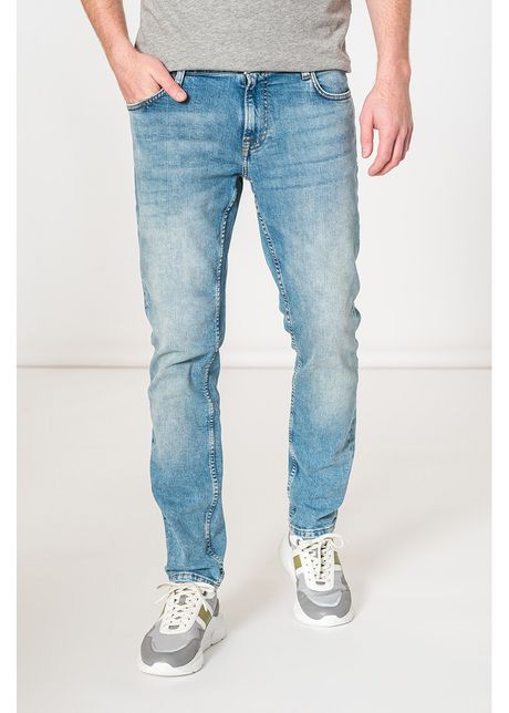 Blugi slim fit cu aspect decolorat loom