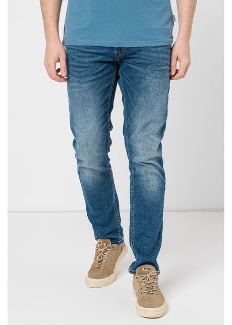 Blugi slim fit cu aspect decolorat twister