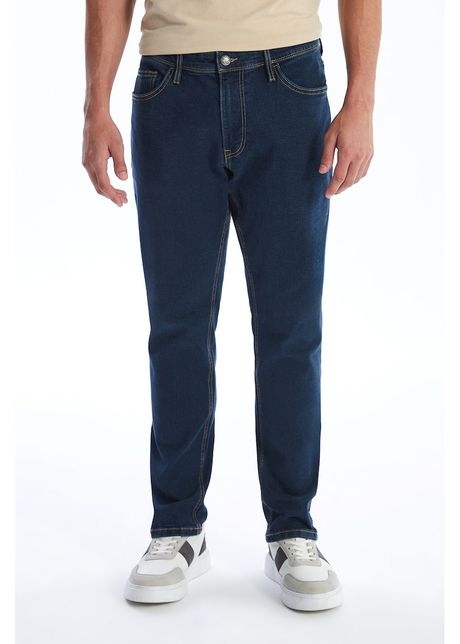 Blugi slim fit cu cusaturi contrastante