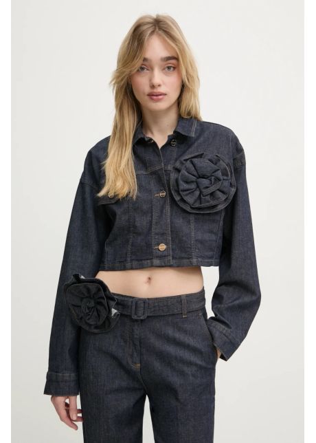 Blugirl blumarine geaca jeans femei culoarea albastru marin de tranzitie oversize ra5132 d4992