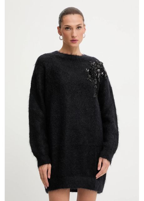 Blugirl Blumarine rochie din amestec de lână culoarea negru, mini, oversize, RF5151.MS037