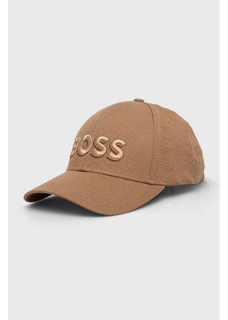 Boss apc de baseball din bumbac culoarea bej cu imprimeu 50505571