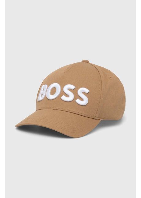 Boss apc de baseball din bumbac culoarea bej cu imprimeu 50519154