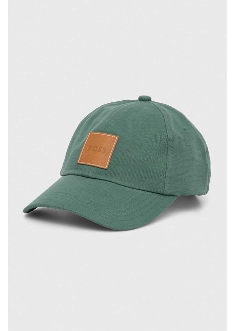 Boss apc de baseball din bumbac culoarea verde cu imprimeu 50508554