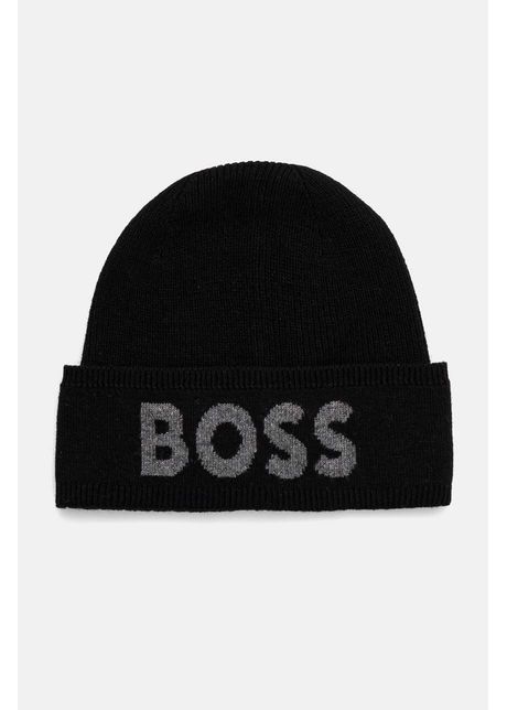 Boss caciula din amestec de lana culoarea negru din tesatura neteda 50524348