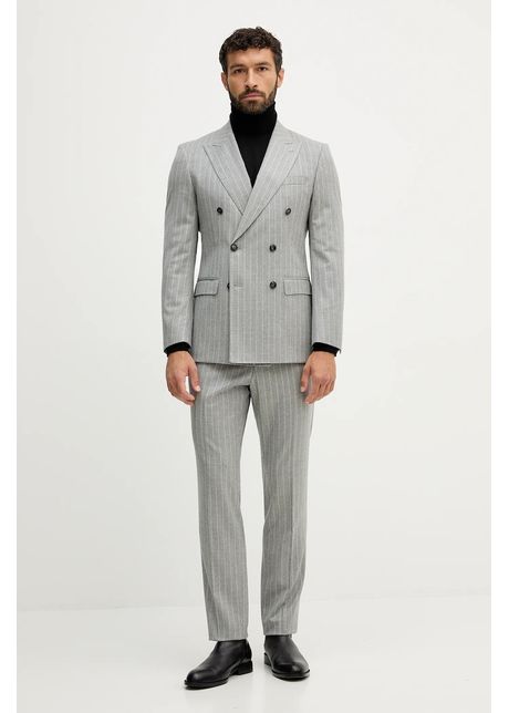 BOSS costum de lână culoarea gri, cu imprimeu, 50551756