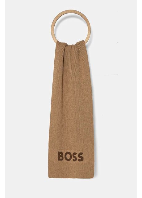 Boss esarfa din amestec de lana culoarea bej cu imprimeu 50524391