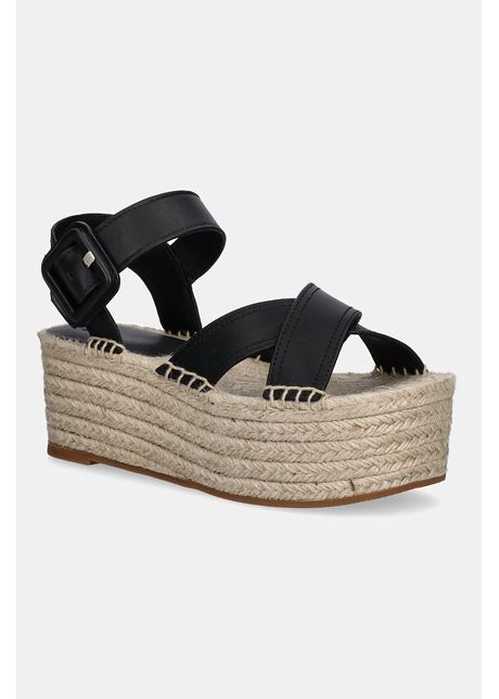Boss espadrile de piele machica culoarea negru cu platforma 50542356