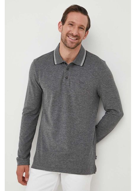 Boss longsleeve din bumbac culoarea negru melanj