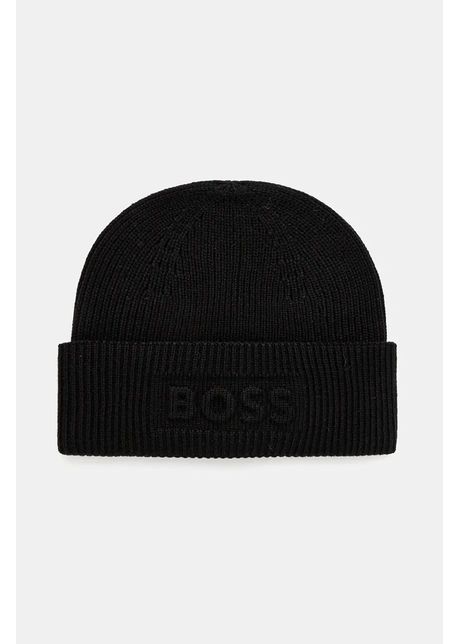 Boss orange caciula culoarea negru de lana din tesatura neteda 50524197