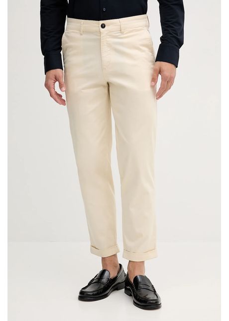 Boss orange pantaloni culoarea bej cu fason chinos 50542902