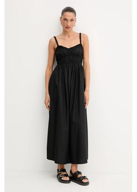 Boss orange rochie din bumbac culoarea negru maxi evaza i 50537919