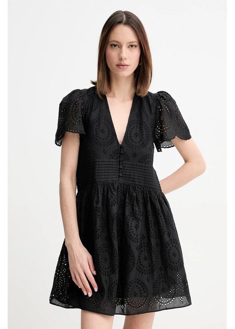 Boss orange rochie din bumbac culoarea negru mini evazat 50538362