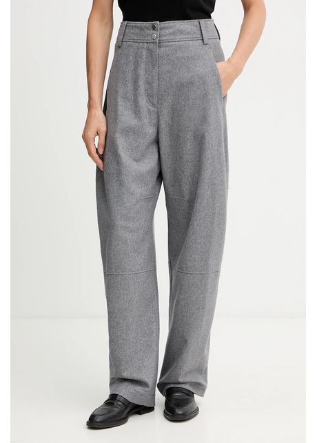 BOSS pantaloni cu lână culoarea gri, fason chinos, high waist, 50548109