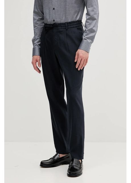 Boss pantaloni din in b rba i culoarea bleumarin drept 50540733