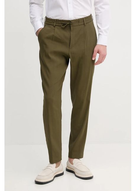 Boss pantaloni din in b rba i culoarea verde drept 50540733