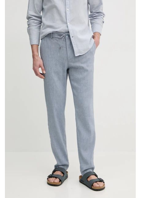 Boss pantaloni din in barbati drept 50540480