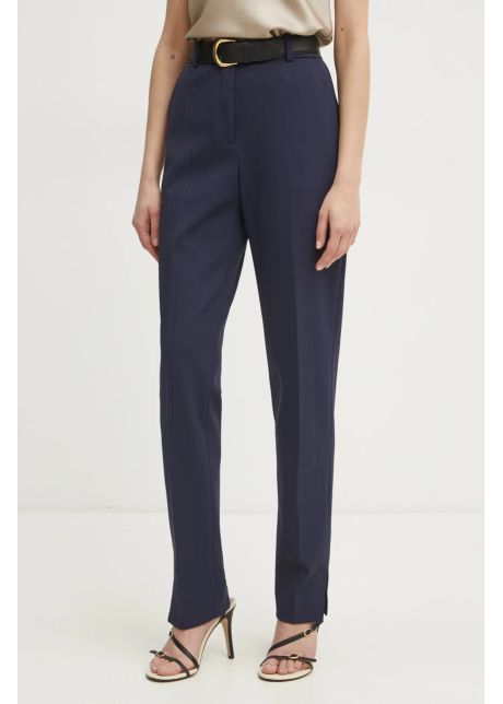 Boss pantaloni femei culoarea albastru marin fason tigareta high waist 50534616