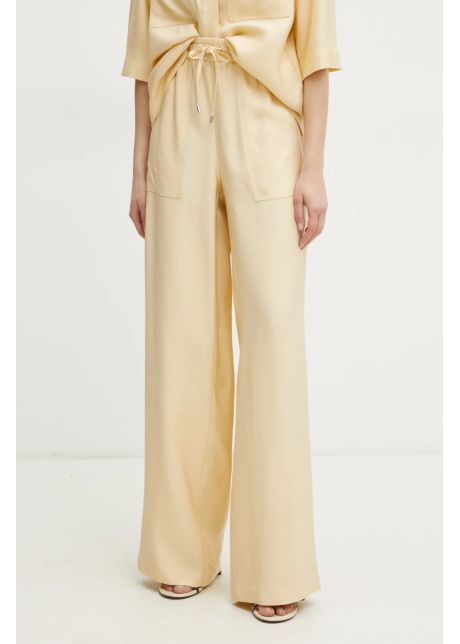 Boss pantaloni femei culoarea bej lat high waist 50530552