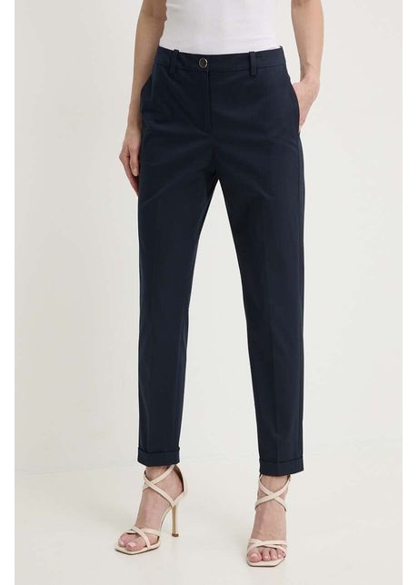 Boss pantaloni femei culoarea bleumarin drept high waist 50490057