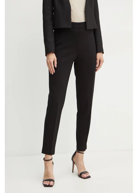 Boss pantaloni femei culoarea negru drept high waist 50490056