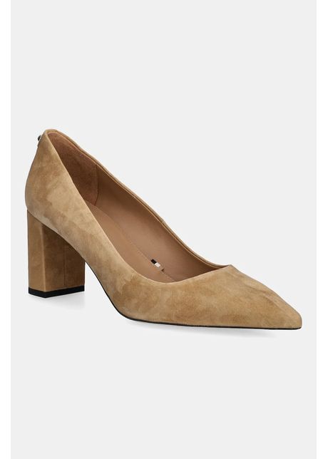 Boss pantofi cu toc janet culoarea bej pe toc jos 50542386