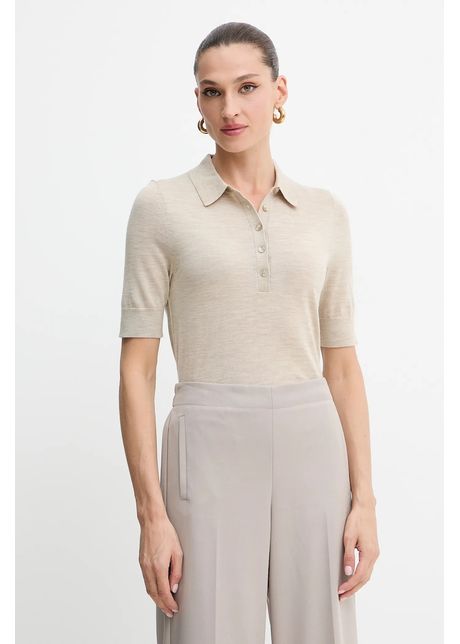 BOSS polo din lână culoarea bej, 50545015
