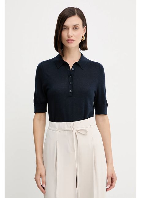 BOSS polo din lână culoarea bleumarin, 50545015