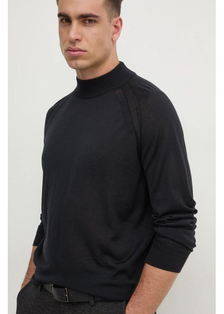 Boss pulover de lana barbati culoarea negru light cu turtleneck 50531154