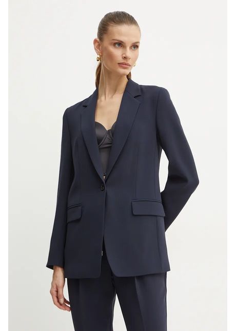 Boss sacou culoarea albastru marin un singur rand de nasturi neted