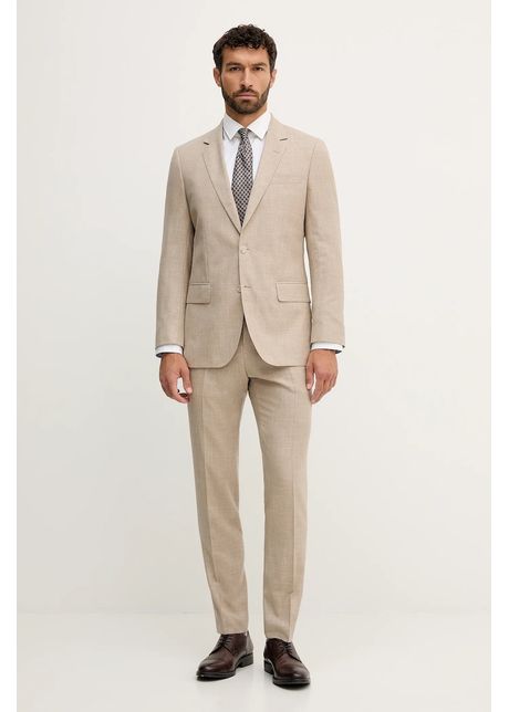 BOSS sacou de lână BECKHAM X BOSS culoarea bej, melanj, 50549196