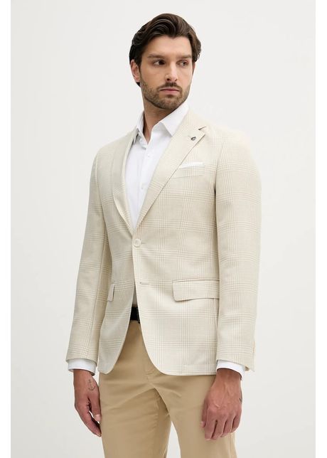 Boss sacou de l n culoarea bej 50545883