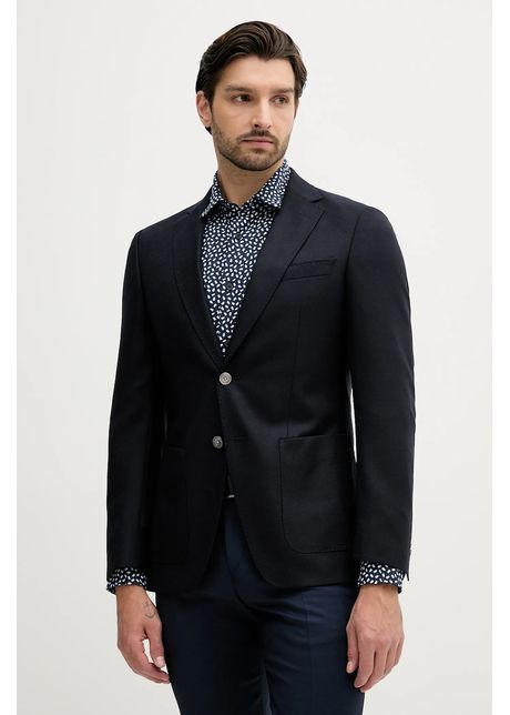 Boss sacou de l n culoarea bleumarin 50545880